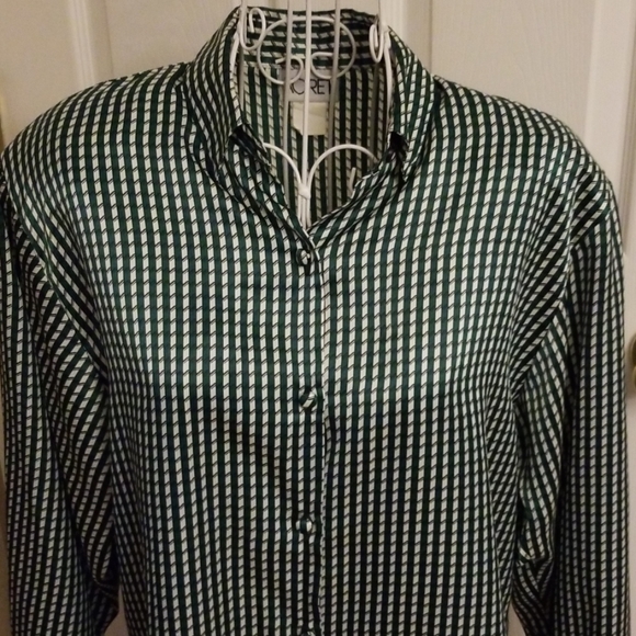 Fabulous silky green button down shirt - Picture 2 of 7